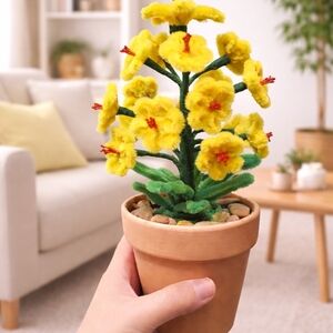 Vibrant Yellow Artificial Flower Pot